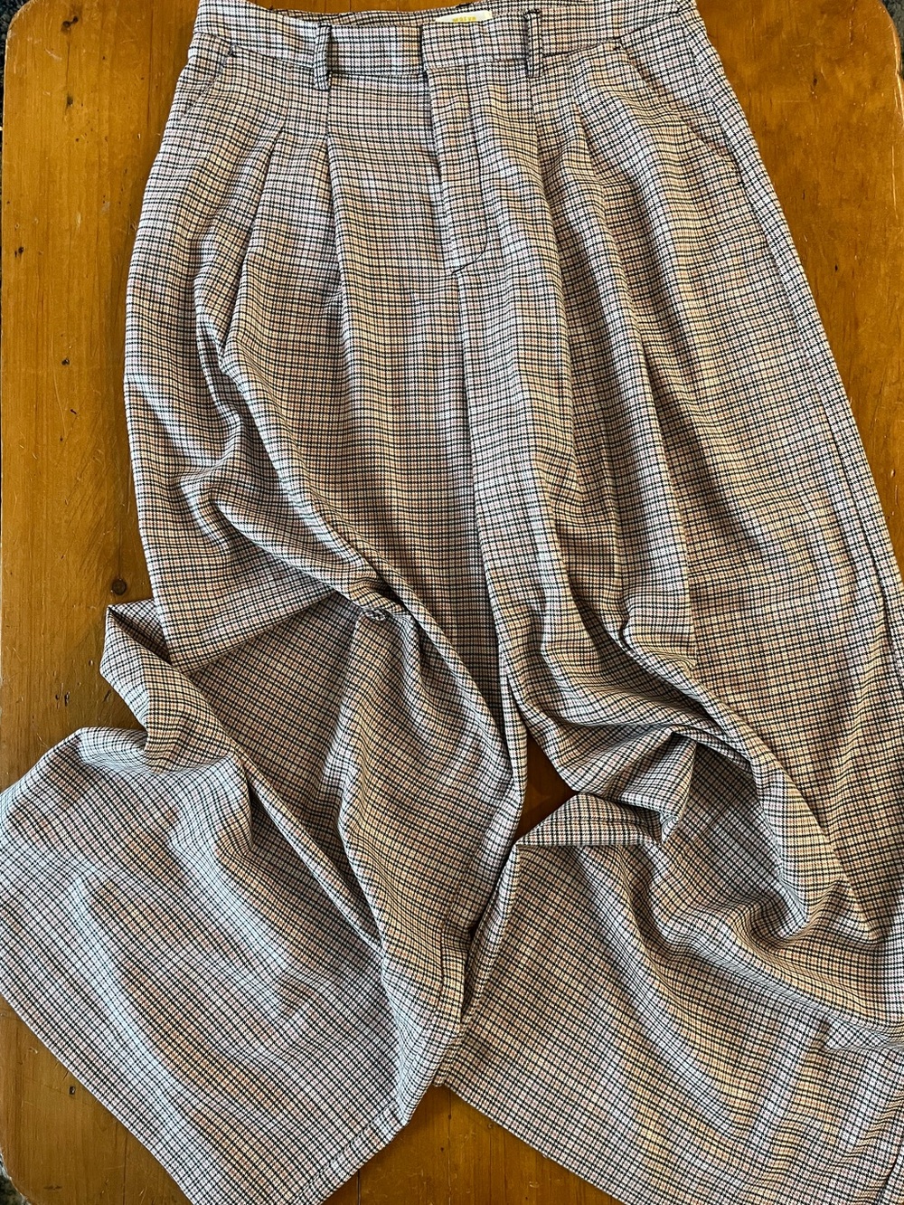 Anthropologie Avery Pleated Wide-Leg Trouser by Maeve Plaid Edition